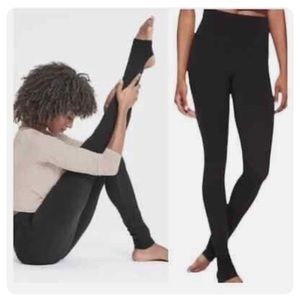 Athleta High Rise Black Barre Stirrup Leggings